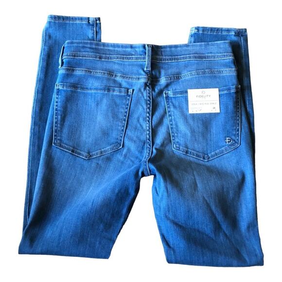 Fidelity Sola NWT Mid Rise Raw Edge Step Hem Ankle Jeans, Perfidia Wash, 28 - Picture 12 of 14